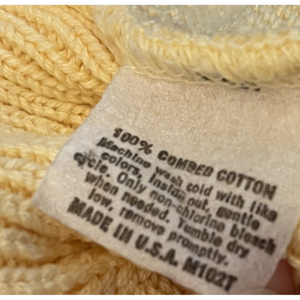 Vintage Yellow Jantzen‎ Chunky Knit Crewneck Cotton Sweater Mens L 90s Preppy - Picture 4 of 7